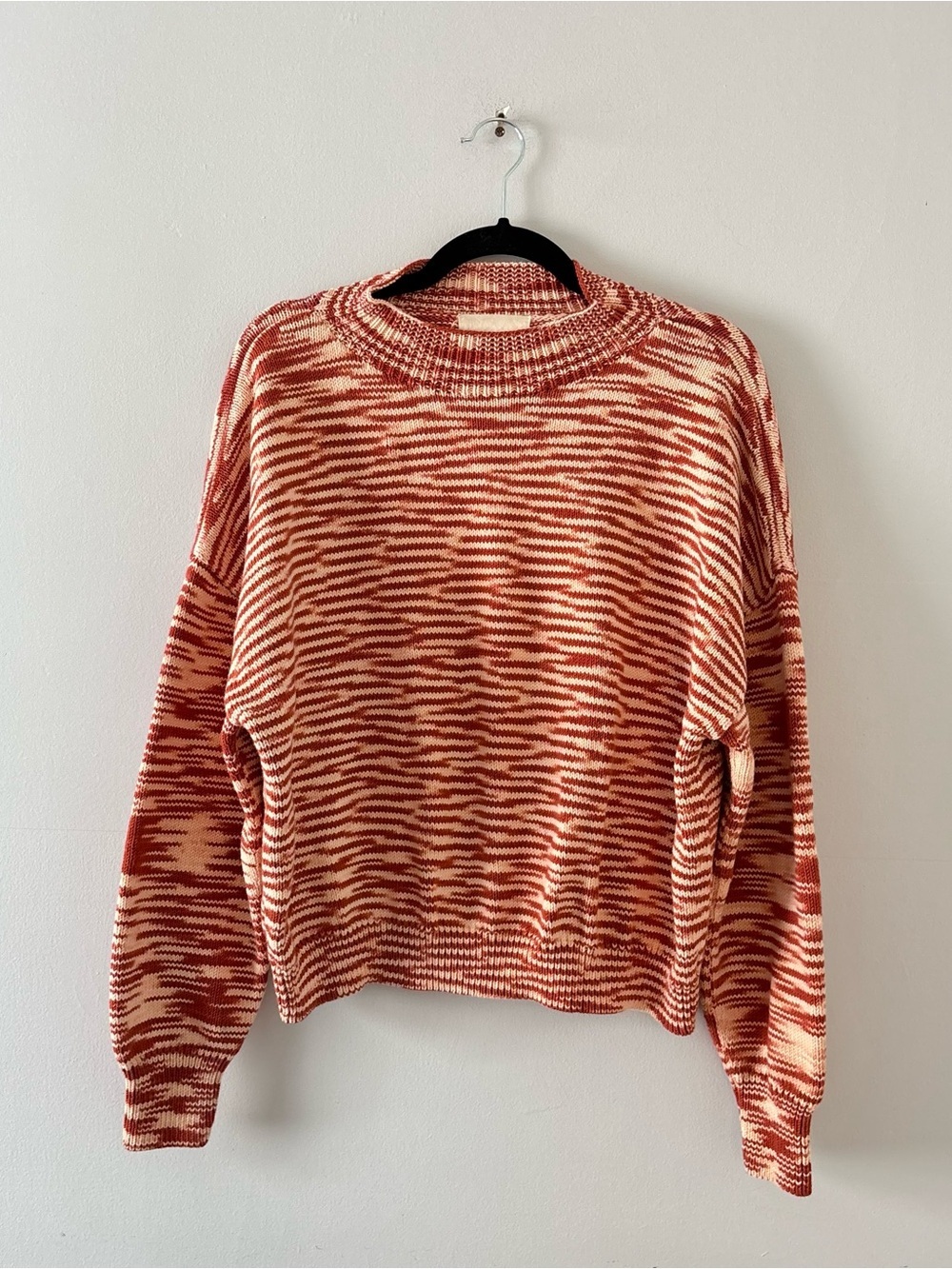 Misha & Puff Space Dye Sweater Mock Neck Pima Cotton Pullover Marled Chestnut